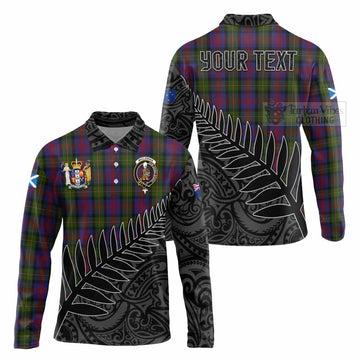 MacLennan (McLennan) Crest Tartan Long Sleeve Polo Shirt with New Zealand Silver Fern Half Style