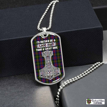 MacLennan (McLennan) Tartan Dog Tag Necklace Viking Mjolnir Style