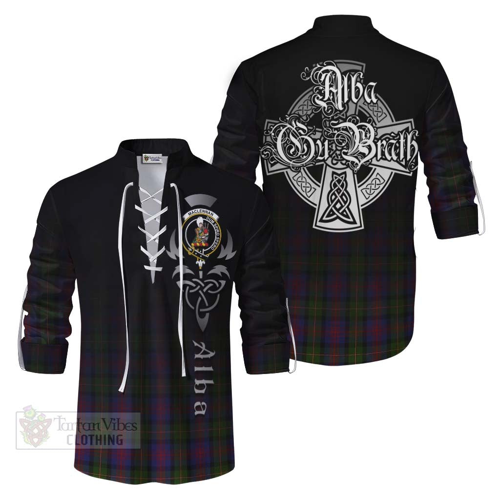 Tartan Vibes Clothing MacLennan (McLennan) Tartan Ghillie Kilt Shirt Featuring Alba Gu Brath Family Crest Celtic Inspired