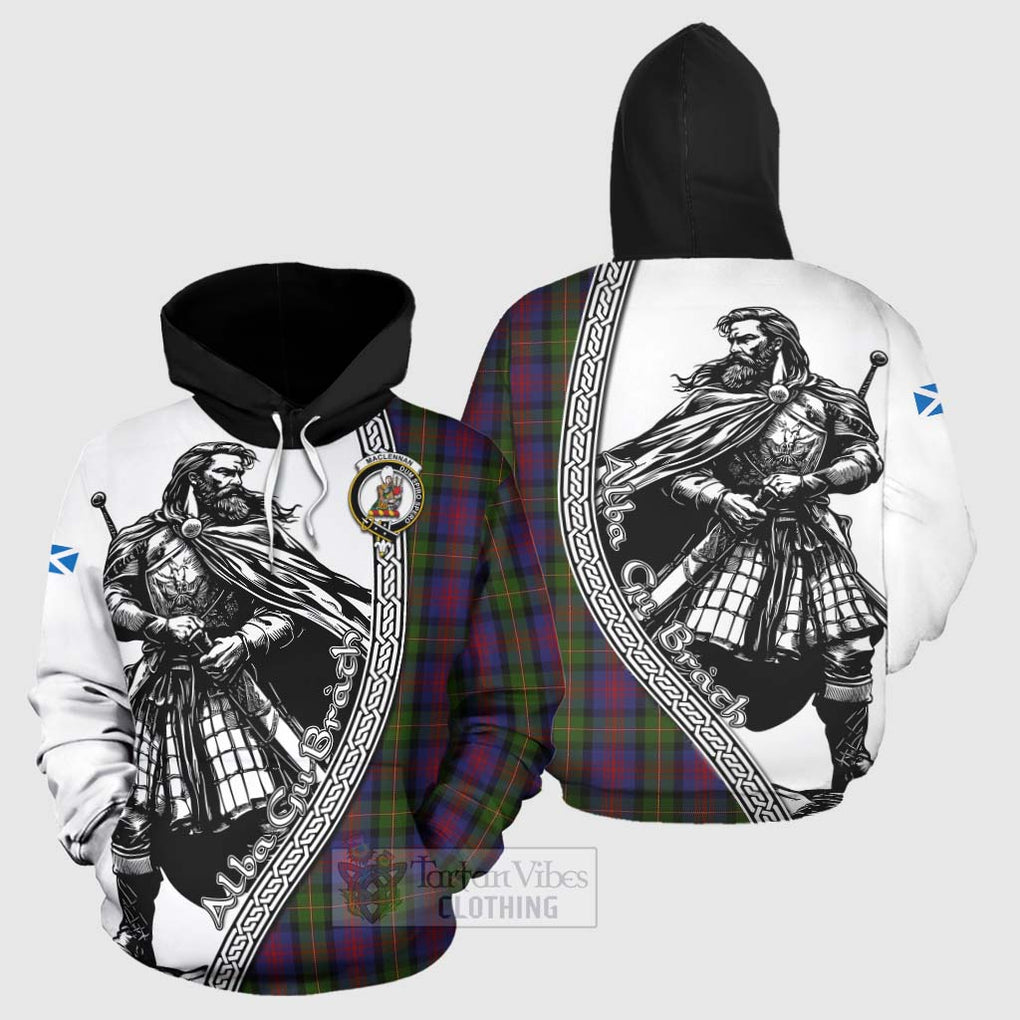 Tartan Vibes Clothing MacLennan (McLennan) Tartan Clan Crest Hoodie with Highlander Warrior Celtic Style