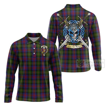 MacLennan (McLennan) Tartan Long Sleeve Polo Shirt with Family Crest Celtic Skull Style