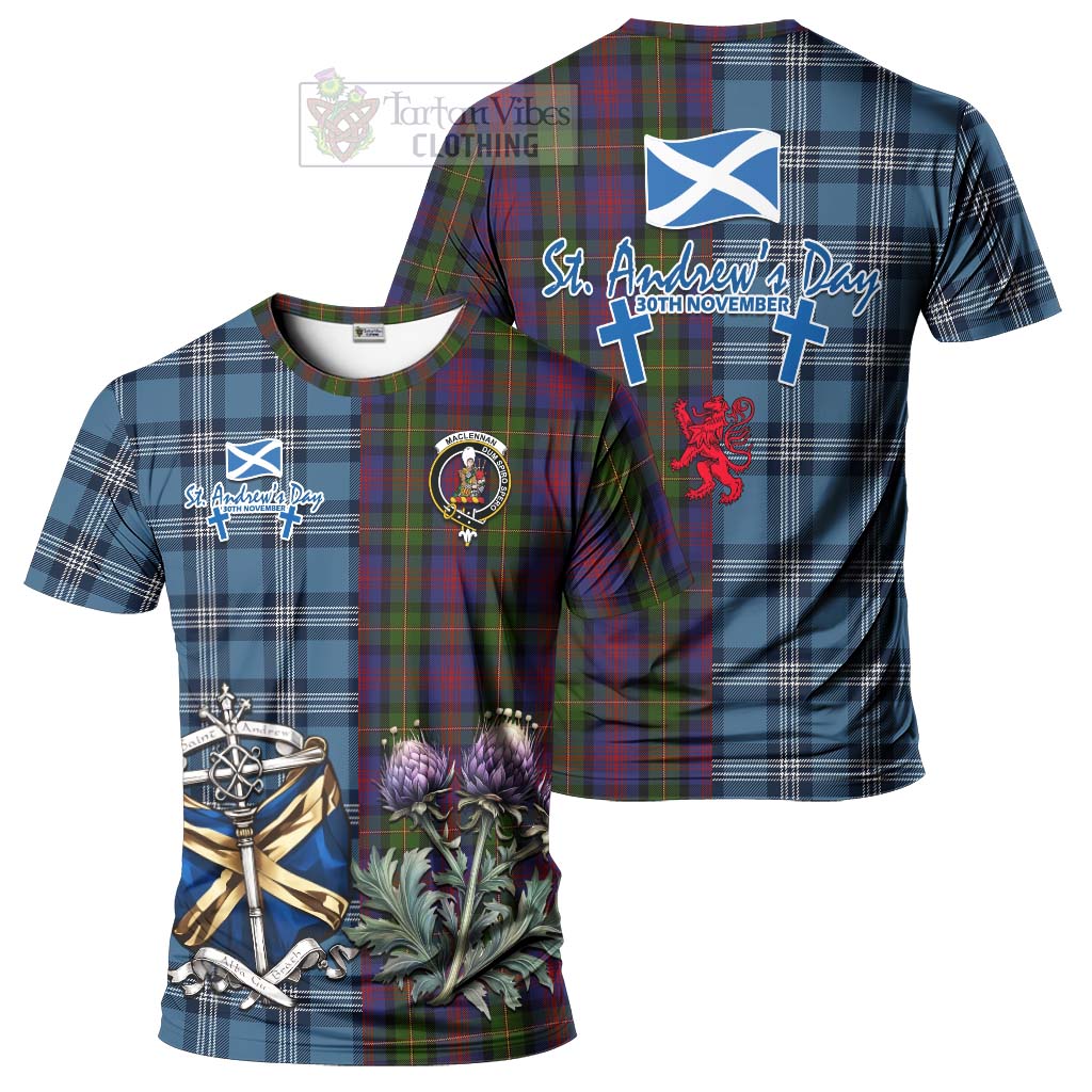 Tartan Vibes Clothing MacLennan (McLennan) Tartan T-Shirt Happy St. Andrew's Day Half Tartan Style