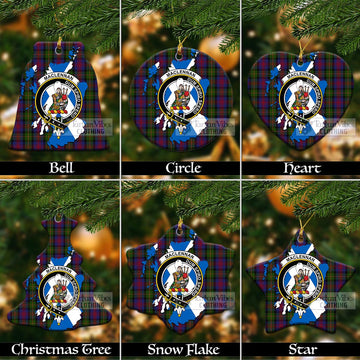 MacLennan (McLennan) Tartan Christmas Ornament with Family Crest and Scotland Map