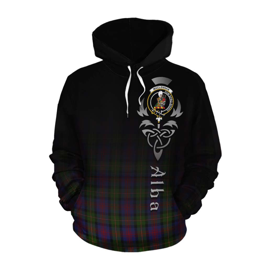 Tartan Vibes Clothing MacLennan (McLennan) Tartan Cotton Hoodie Featuring Alba Gu Brath Family Crest Celtic Inspired