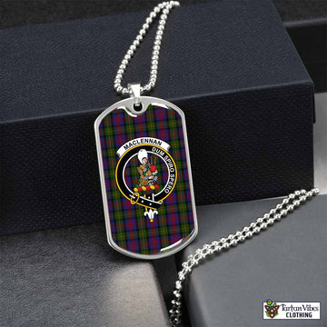 MacLennan (McLennan) Tartan Dog Tag Necklace with Family Crest