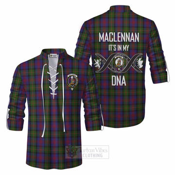 MacLennan (McLennan) Tartan Ghillie Kilt Shirt with Family Crest DNA In Me Style