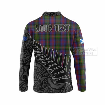 MacLennan (McLennan) Crest Tartan Long Sleeve Polo Shirt with New Zealand Silver Fern Half Style