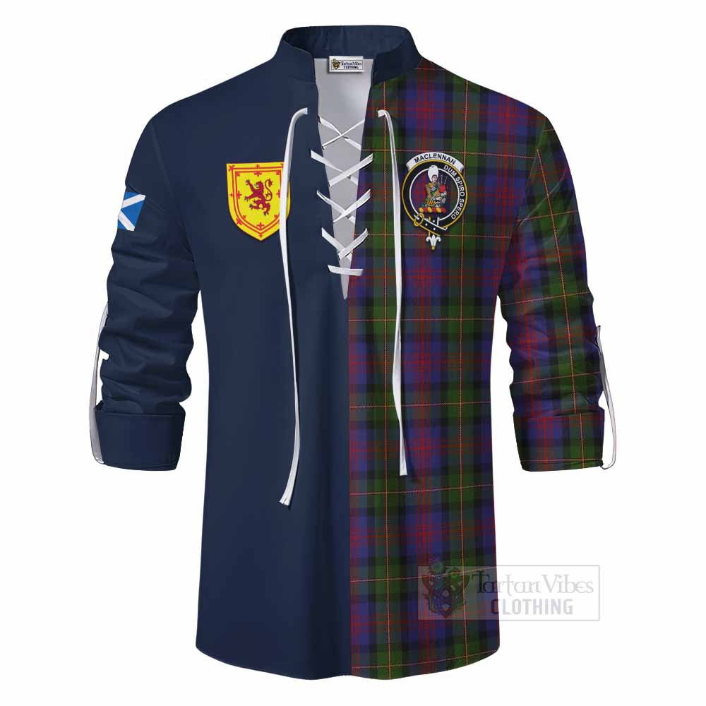 MacLennan (McLennan) Tartan Ghillie Kilt Shirt Alba with Scottish Lion Royal Arm Half Style