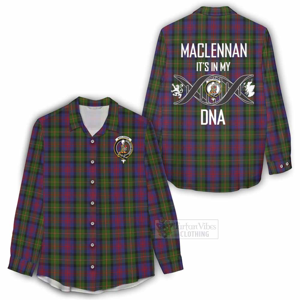 Tartan Vibes Clothing MacLennan (McLennan) Tartan Women's Casual Shirt with Family Crest DNA In Me Style