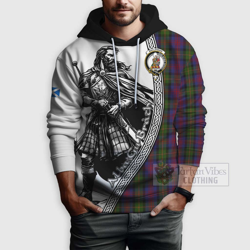 Tartan Vibes Clothing MacLennan (McLennan) Tartan Clan Crest Hoodie with Highlander Warrior Celtic Style