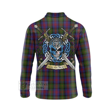 MacLennan (McLennan) Tartan Long Sleeve Polo Shirt with Family Crest Celtic Skull Style