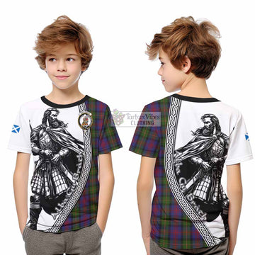 MacLennan (McLennan) Tartan Clan Crest Kid T-Shirt with Highlander Warrior Celtic Style - Tartan Vibes Clothing