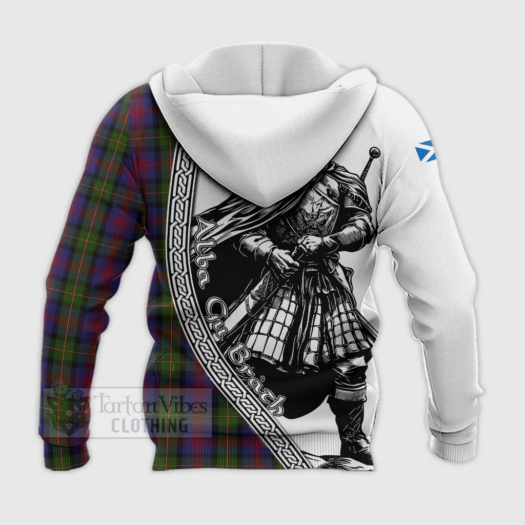 Tartan Vibes Clothing MacLennan (McLennan) Tartan Clan Crest Knitted Hoodie with Highlander Warrior Celtic Style