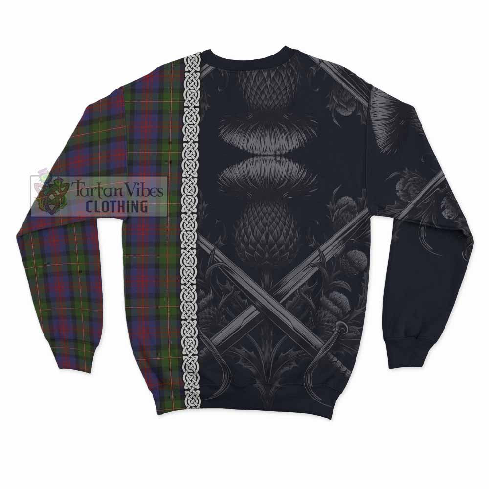 Tartan Vibes Clothing MacLennan (McLennan) Tartan Sweatshirt with Family Crest Cross Sword Thistle Celtic Vibes