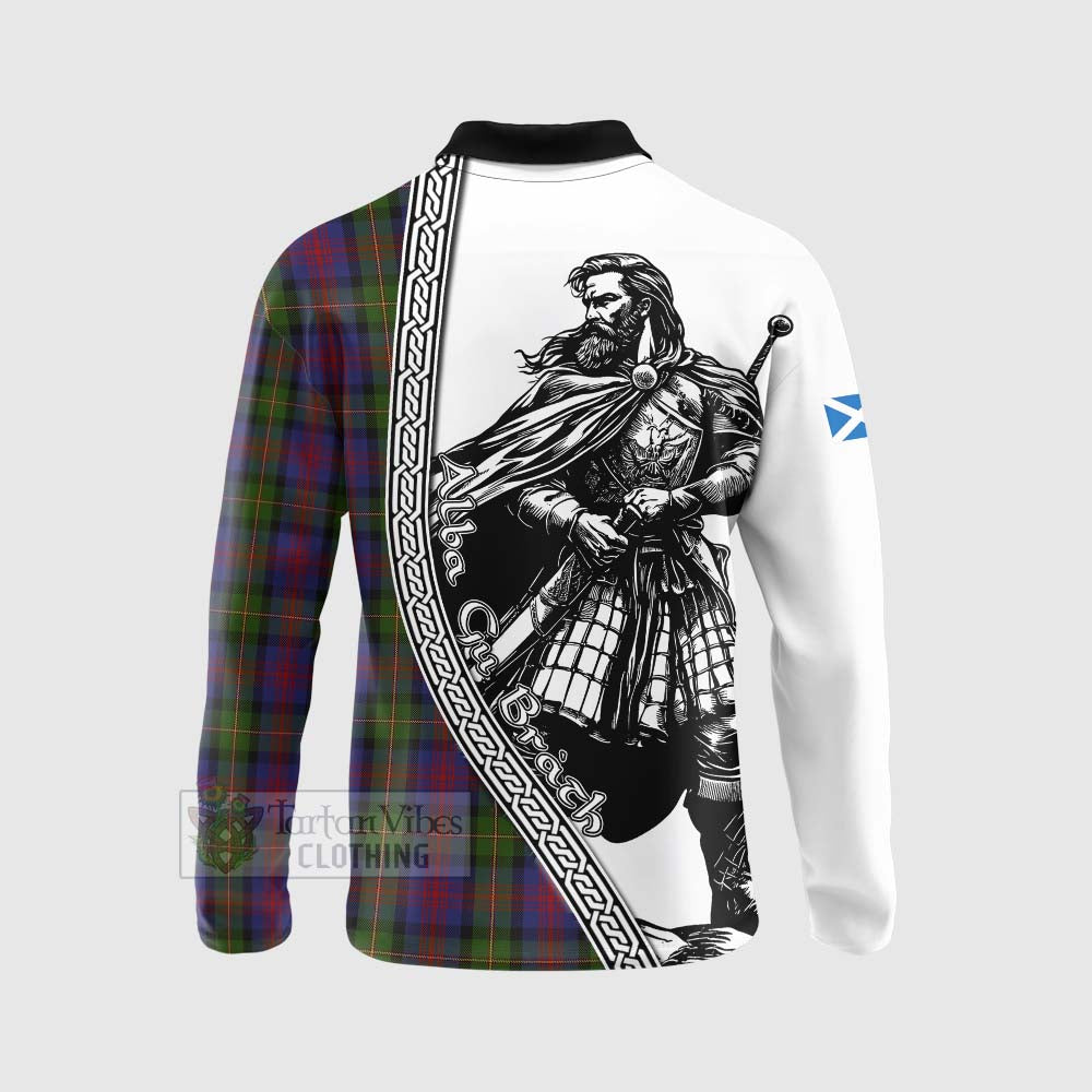 Tartan Vibes Clothing MacLennan (McLennan) Tartan Clan Crest Long Sleeve Polo Shirt with Highlander Warrior Celtic Style