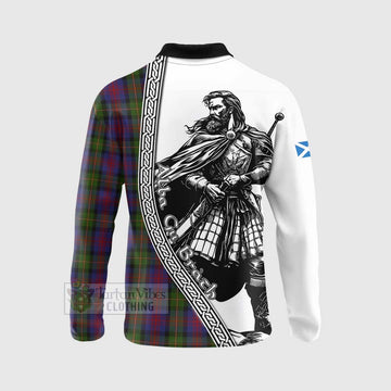 MacLennan (McLennan) Tartan Clan Crest Long Sleeve Polo Shirt with Highlander Warrior Celtic Style