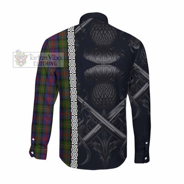 MacLennan (McLennan) Tartan Long Sleeve Button Shirt with Family Crest Cross Sword Thistle Celtic Vibes