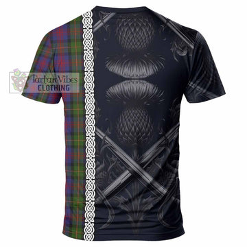 MacLennan (McLennan) Tartan T-Shirt with Family Crest Cross Sword Thistle Celtic Vibes