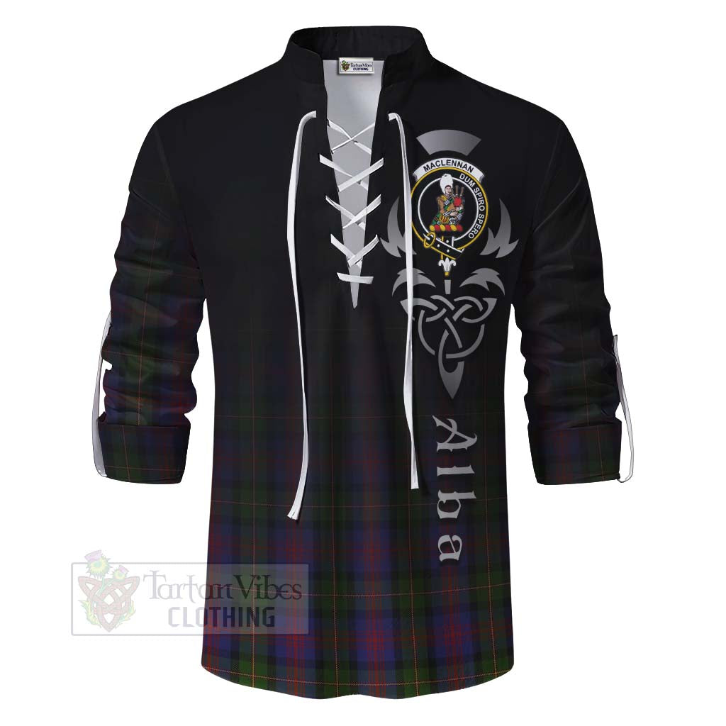 Tartan Vibes Clothing MacLennan (McLennan) Tartan Ghillie Kilt Shirt Featuring Alba Gu Brath Family Crest Celtic Inspired