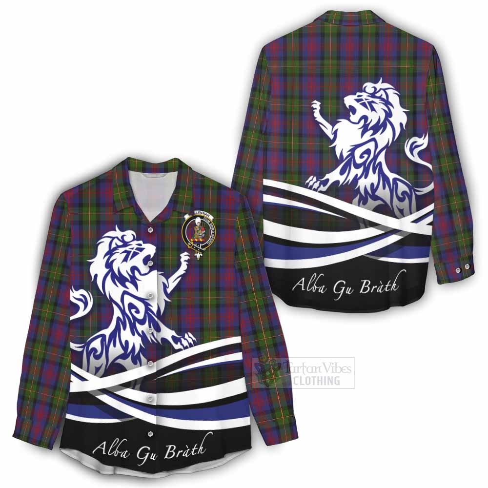 Tartan Vibes Clothing MacLennan (McLennan) Tartan Women's Casual Shirt with Alba Gu Brath Regal Lion Emblem