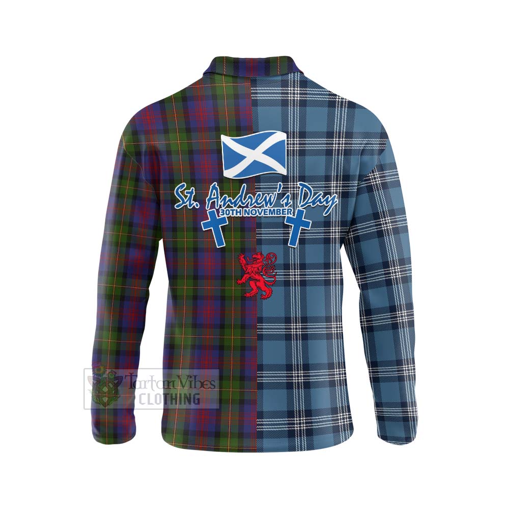 Tartan Vibes Clothing MacLennan (McLennan) Tartan Long Sleeve Polo Shirt Happy St. Andrew's Day Half Tartan Style