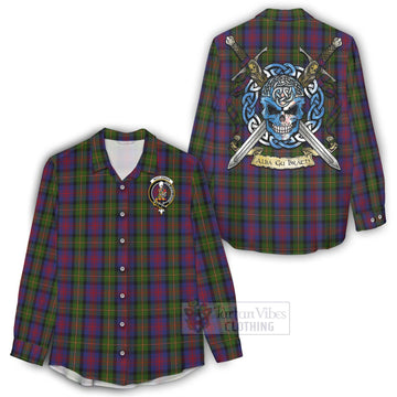 MacLennan (McLennan) Tartan Women's Casual Shirt with Family Crest Celtic Skull Style