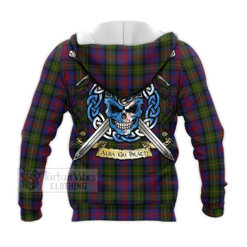 MacLennan (McLennan) Tartan Knitted Hoodie with Family Crest Celtic Skull Style