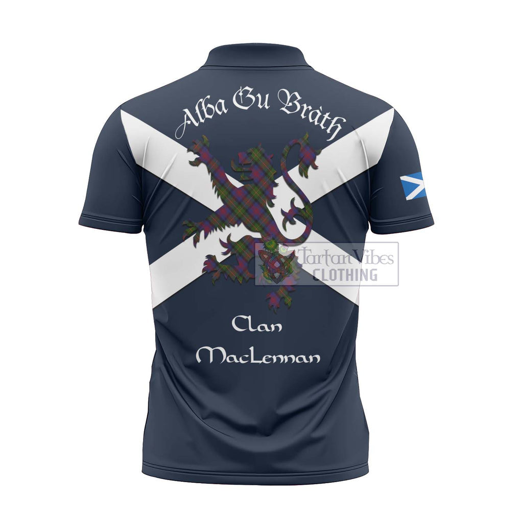 Tartan Vibes Clothing MacLennan (McLennan) Tartan Lion Rampant Zipper Polo Shirt – Proudly Display Your Heritage with Alba Gu Brath and Clan Name