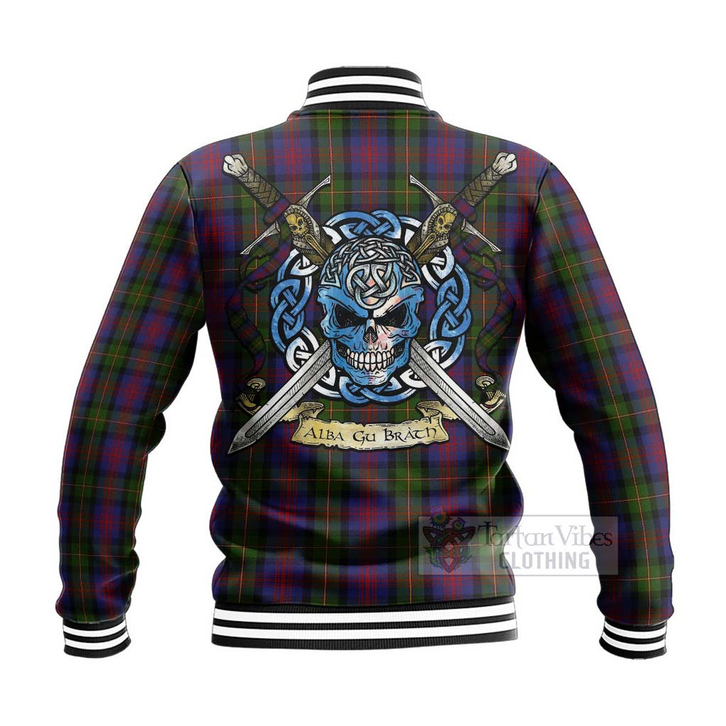 Tartan Vibes Clothing MacLennan (McLennan) Tartan Baseball Jacket with Family Crest Celtic Skull Style