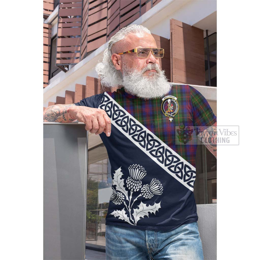 Tartan Vibes Clothing MacLennan (McLennan) Tartan Cotton T-shirt Featuring Thistle and Scotland Map