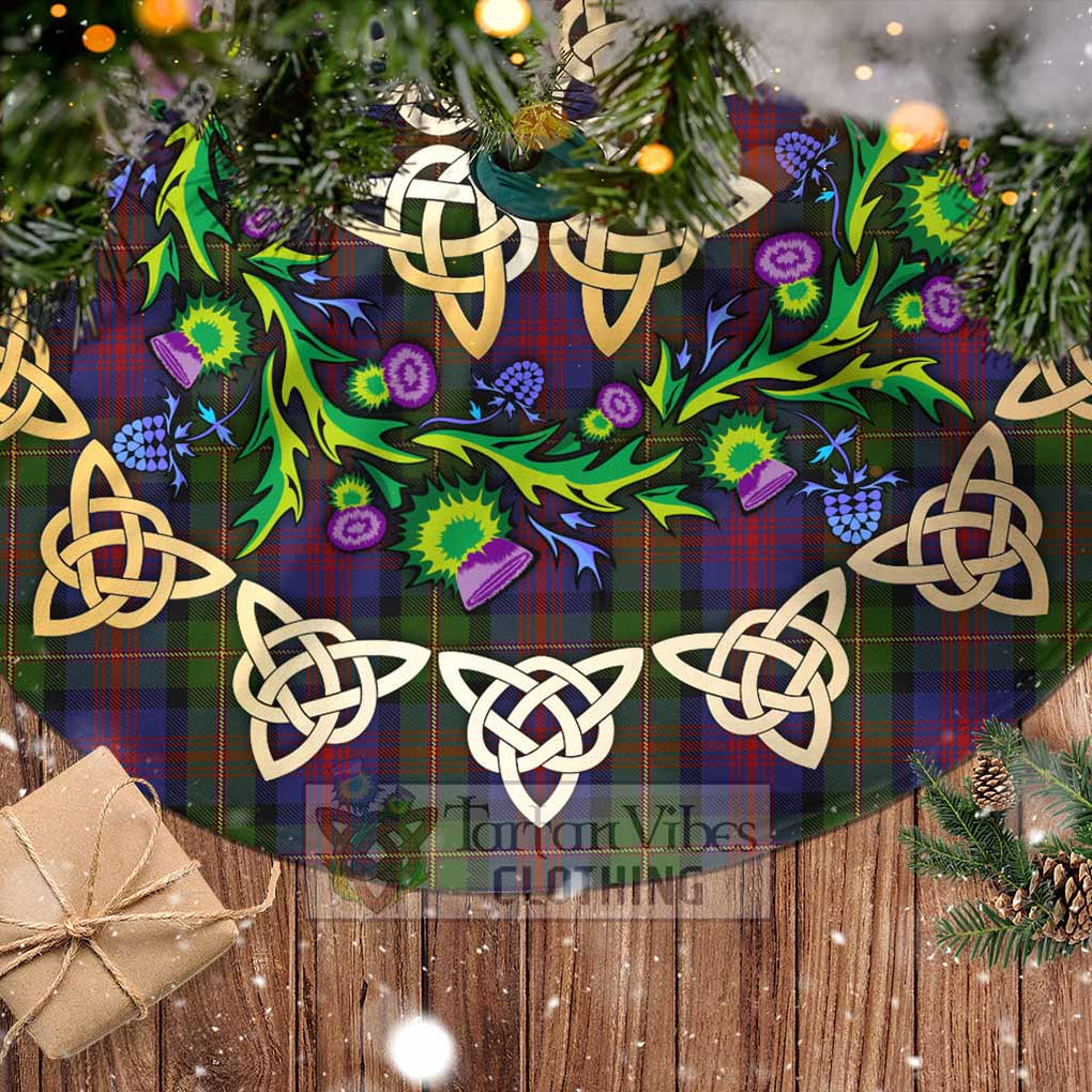 Tartan Vibes Clothing MacLennan (McLennan) Tartan Christmas Tree Skirt with Thistle Celtic Knot Style