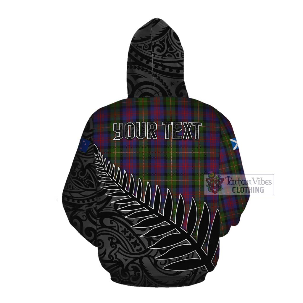 Tartan Vibes Clothing MacLennan (McLennan) Crest Tartan Cotton Hoodie with New Zealand Silver Fern Half Style