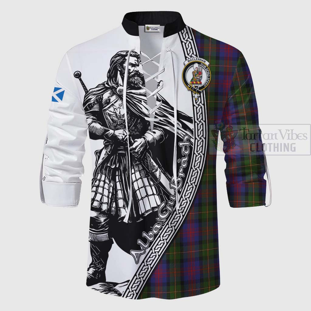 Tartan Vibes Clothing MacLennan (McLennan) Tartan Clan Crest Ghillie Kilt Shirt with Highlander Warrior Celtic Style