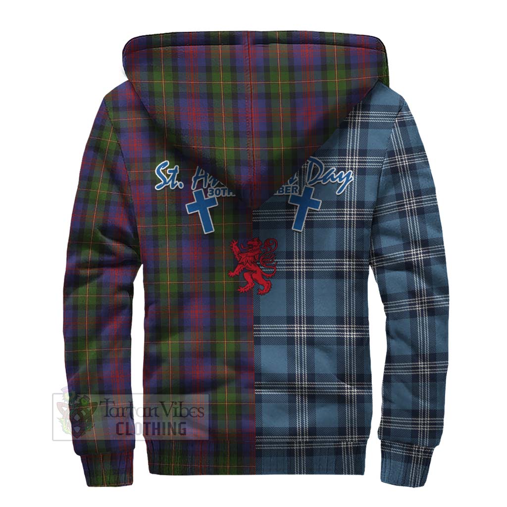 Tartan Vibes Clothing MacLennan (McLennan) Tartan Sherpa Hoodie Happy St. Andrew's Day Half Tartan Style