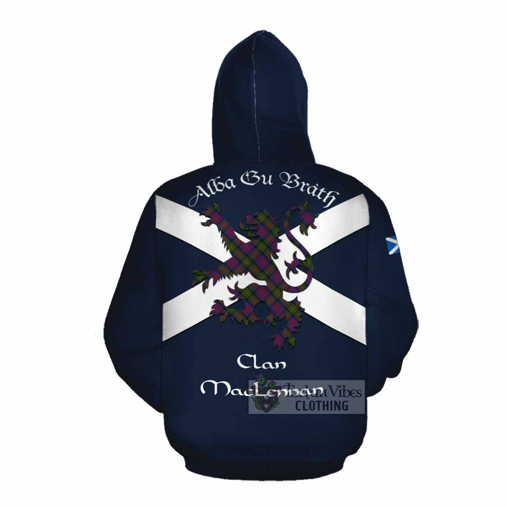 Tartan Vibes Clothing MacLennan (McLennan) Tartan Lion Rampant Cotton Hoodie Proudly Display Your Heritage with Alba Gu Brath and Clan Name