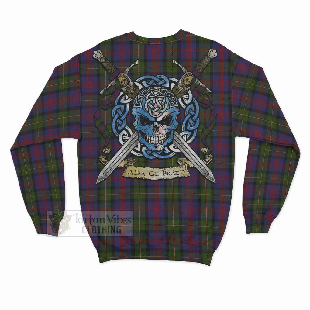 Tartan Vibes Clothing MacLennan (McLennan) Tartan Sweatshirt with Family Crest Celtic Skull Style