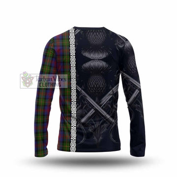 MacLennan (McLennan) Tartan Long Sleeve T-Shirt with Family Crest Cross Sword Thistle Celtic Vibes