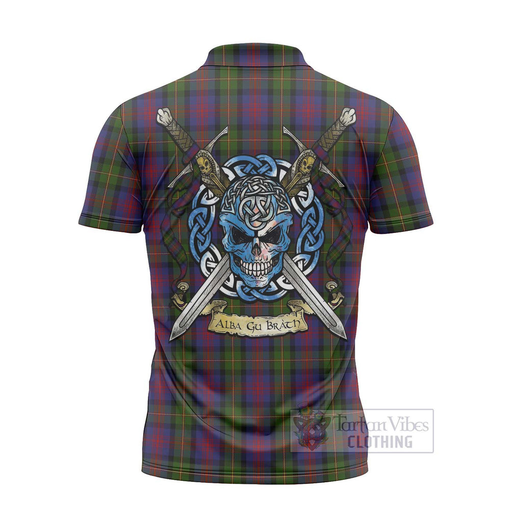 Tartan Vibes Clothing MacLennan (McLennan) Tartan Zipper Polo Shirt with Family Crest Celtic Skull Style