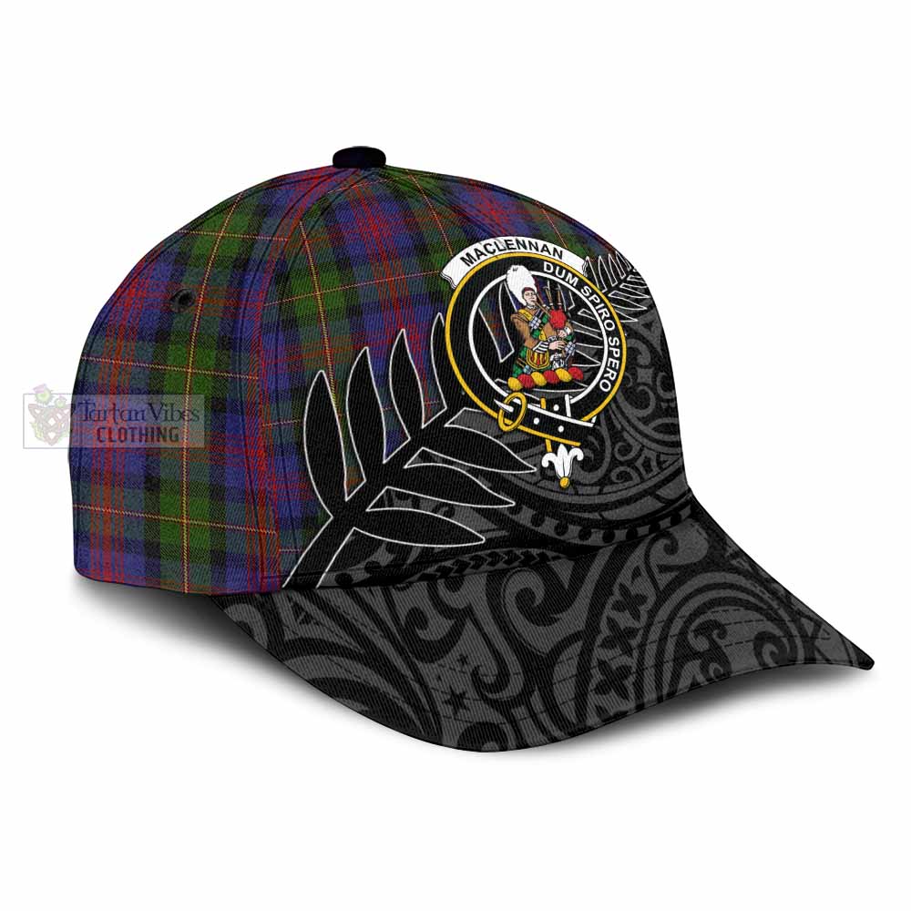 Tartan Vibes Clothing MacLennan (McLennan) Tartan Classic Cap with New Zealand Silver Fern Half Style