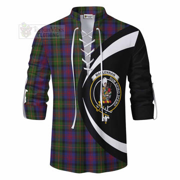 MacLennan (McLennan) Tartan Ghillie Kilt Shirt with Family Crest Circle Style