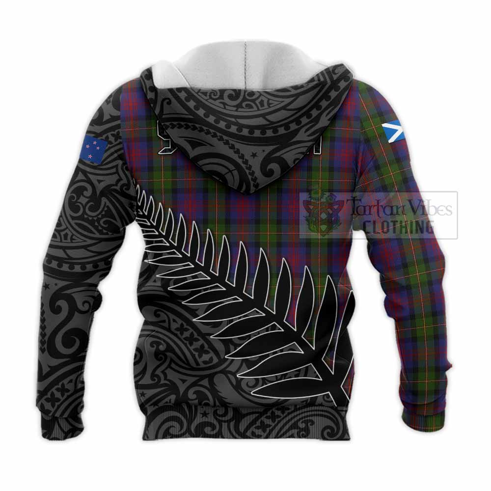 Tartan Vibes Clothing MacLennan (McLennan) Crest Tartan Knitted Hoodie with New Zealand Silver Fern Half Style