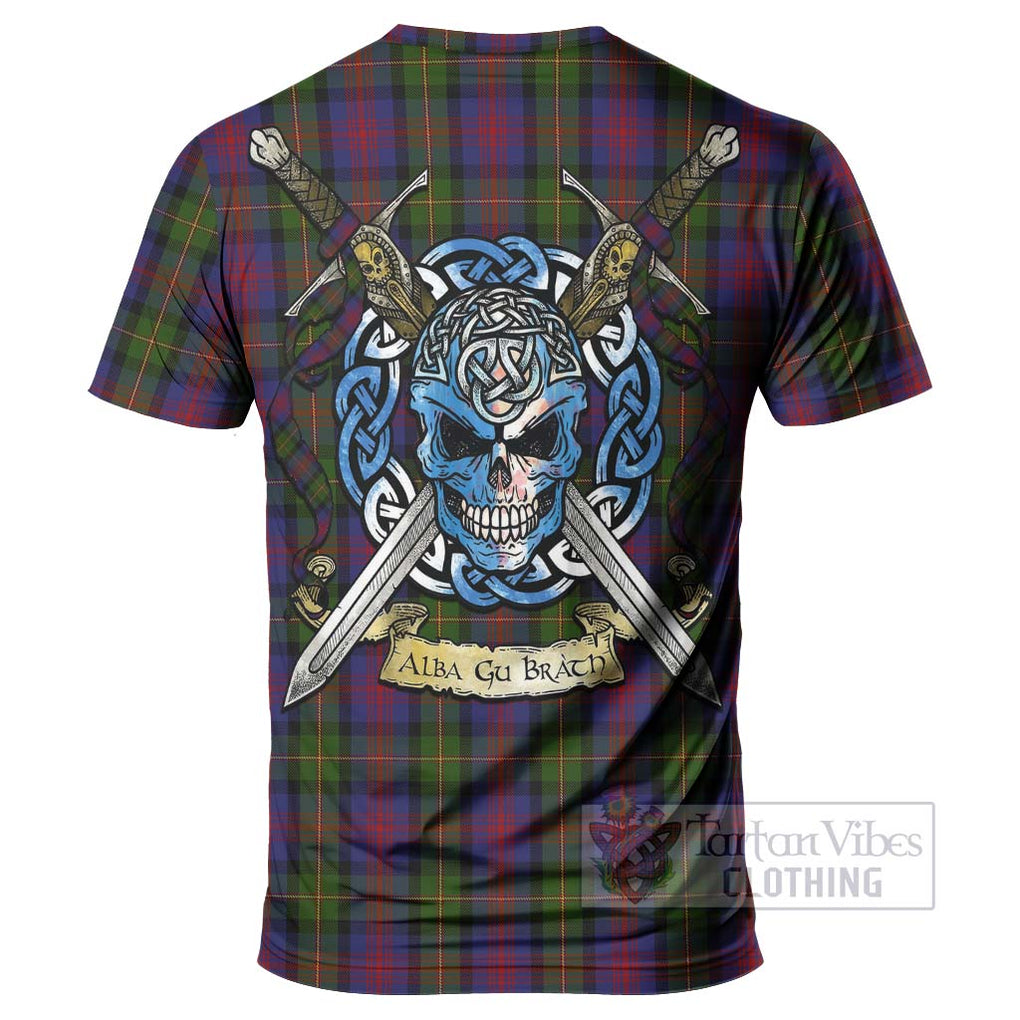 Tartan Vibes Clothing MacLennan (McLennan) Tartan T-Shirt with Family Crest Celtic Skull Style