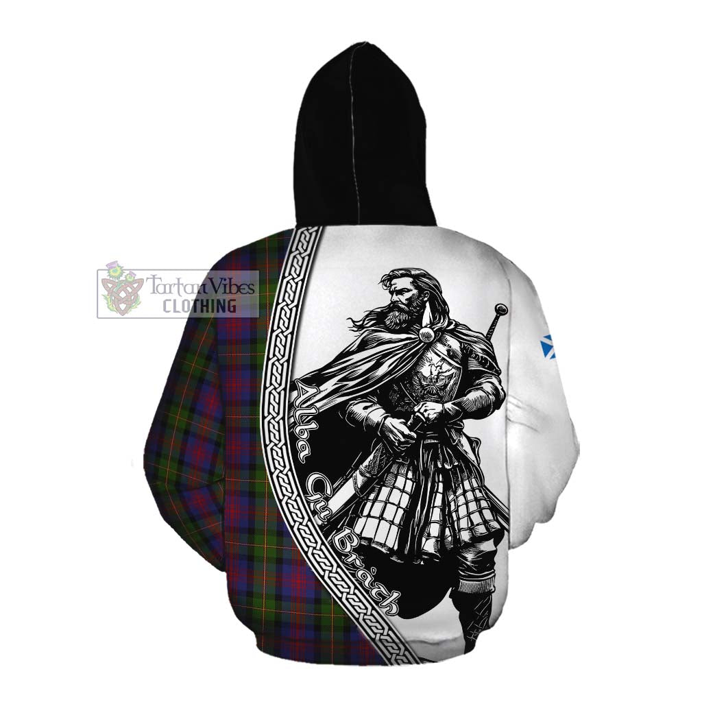 Tartan Vibes Clothing MacLennan (McLennan) Tartan Clan Crest Cotton Hoodie with Highlander Warrior Celtic Style