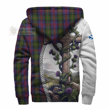 MacLennan (McLennan) Tartan Sherpa Hoodie with Family Crest and St. Andrew's Cross Accented by Thistle Vines