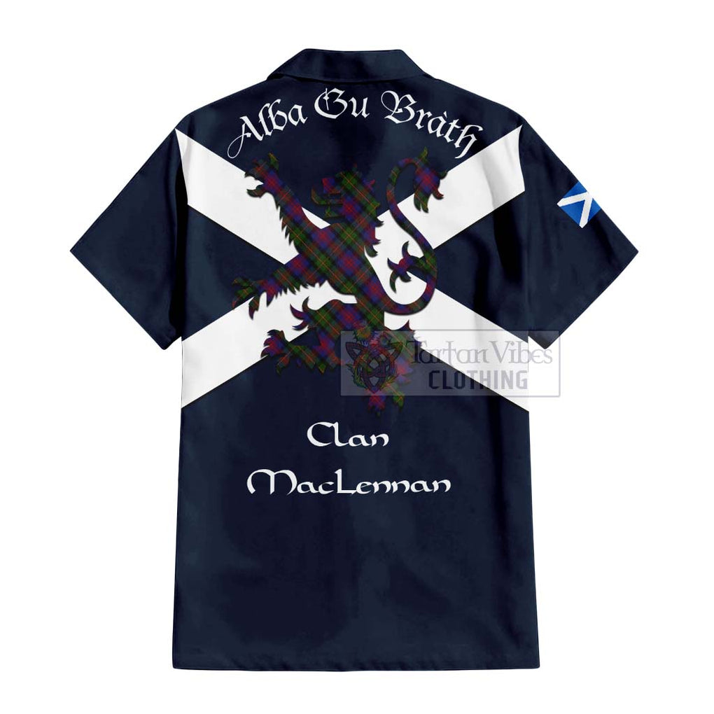 Tartan Vibes Clothing MacLennan (McLennan) Tartan Lion Rampant Short Sleeve Button Shirt – Proudly Display Your Heritage with Alba Gu Brath and Clan Name