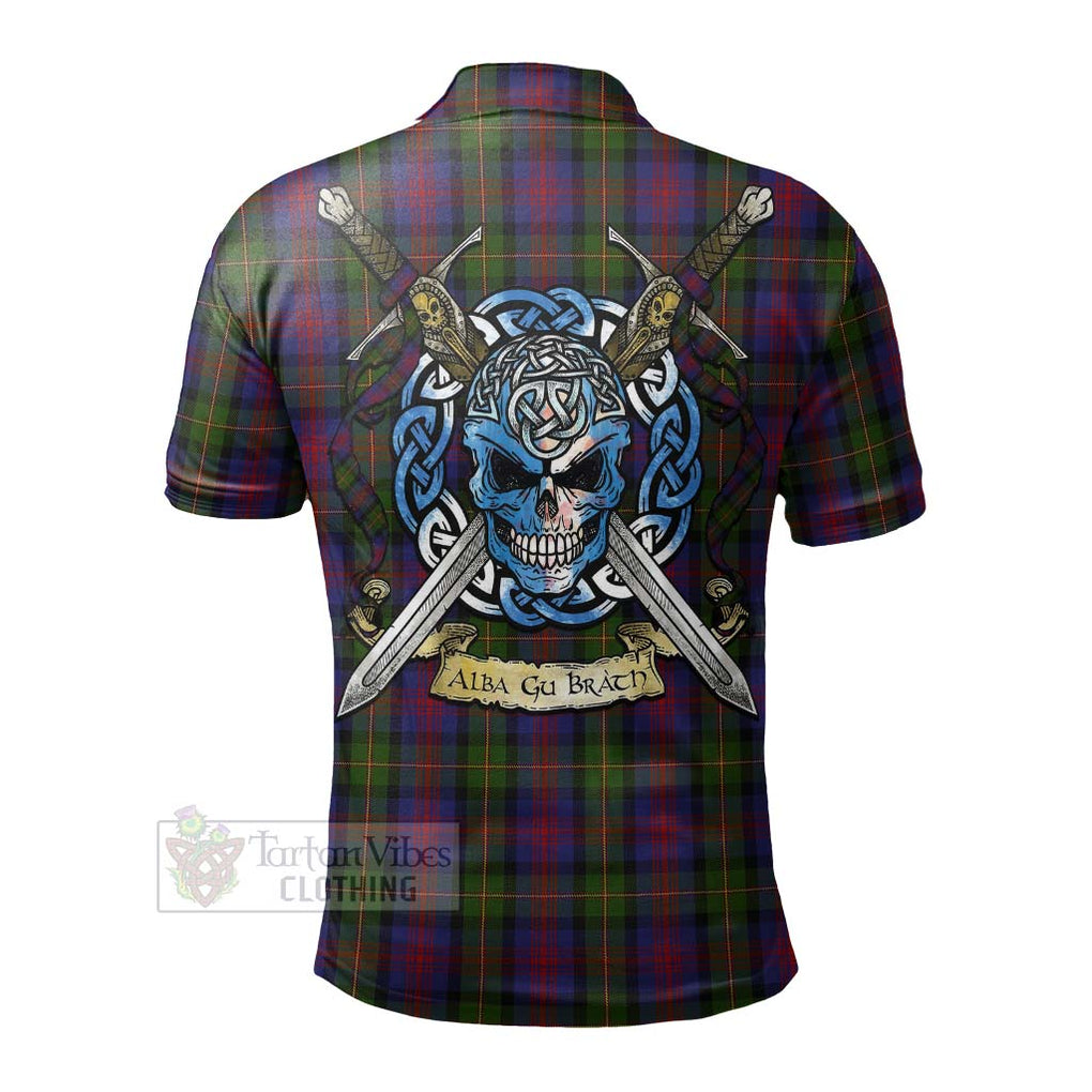 Tartan Vibes Clothing MacLennan (McLennan) Tartan Polo Shirt with Family Crest Celtic Skull Style