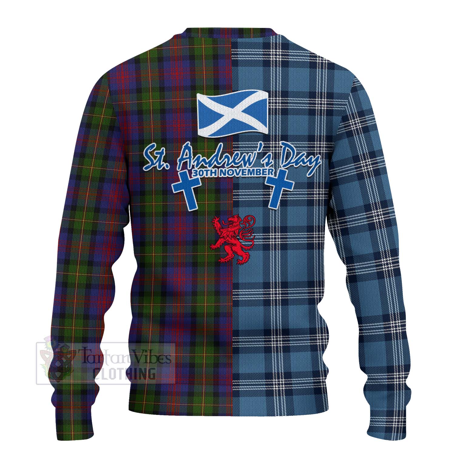 Tartan Vibes Clothing MacLennan (McLennan) Tartan Knitted Sweater Happy St. Andrew's Day Half Tartan Style