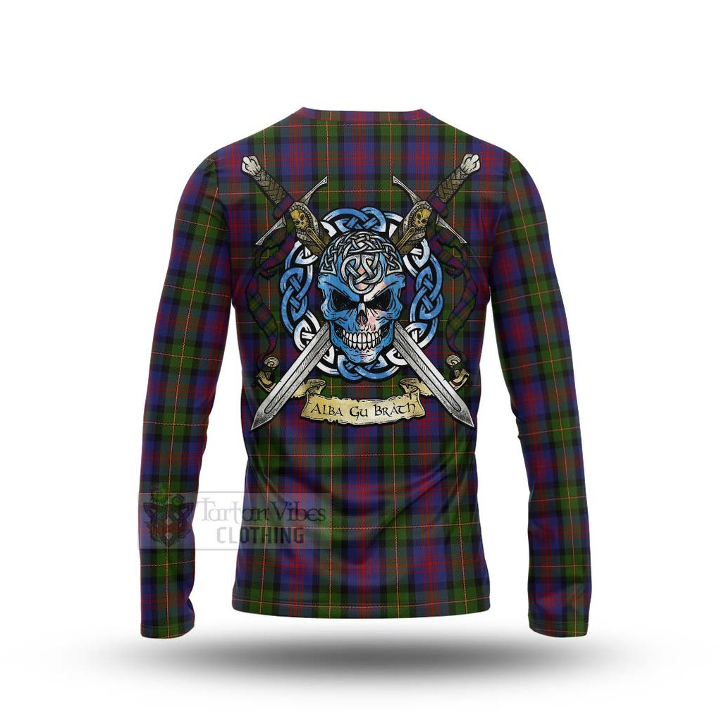 Tartan Vibes Clothing MacLennan (McLennan) Tartan Long Sleeve T-Shirt with Family Crest Celtic Skull Style