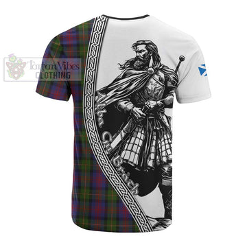 MacLennan (McLennan) Tartan Clan Crest Cotton T-shirt with Highlander Warrior Celtic Style