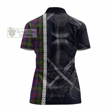 MacLennan (McLennan) Tartan Women's Polo Shirt with Family Crest Cross Sword Thistle Celtic Vibes